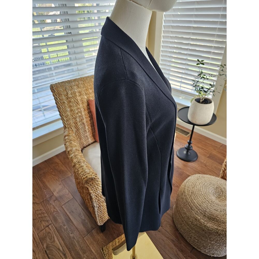 Eileen Fisher Silk Blend Open Front Ribbed Cardigan Women's Size S Black - Picture 4 of 9